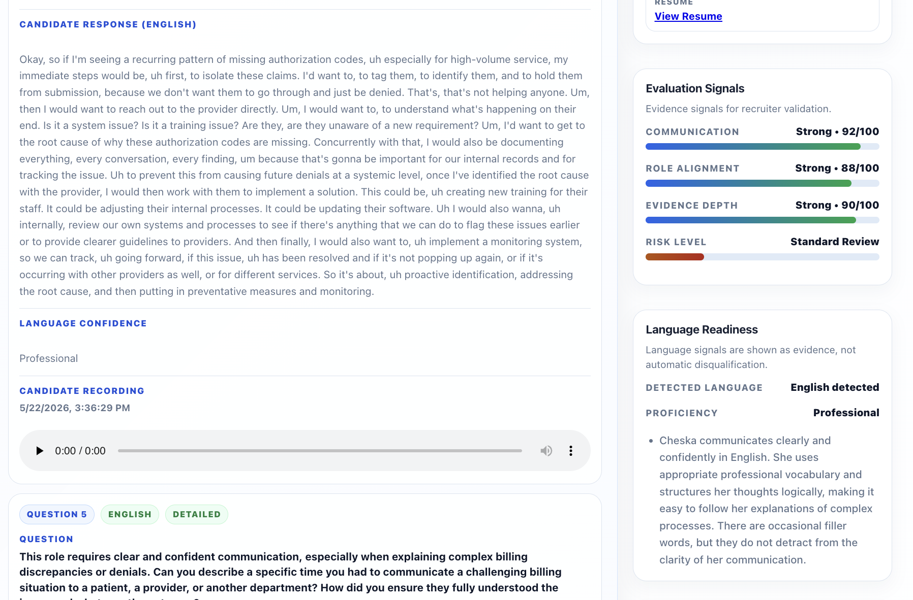 BuzzHire conversation evidence review